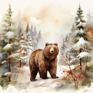 Majestic Bear in Snowy Forest