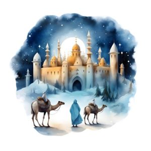 Camels Approaching Golden Palace