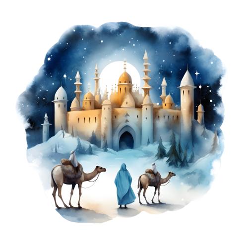 Camels Approaching Golden Palace