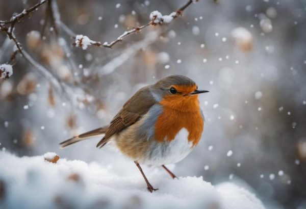 Snowy Robin with Frosted Branches