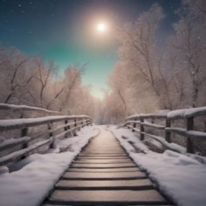 Winter Bridge Under Moonlight