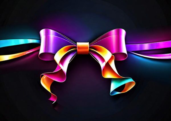 Colourful Festive Ribbon on Black