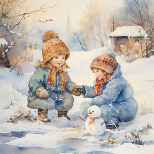 Children Building a Snowman