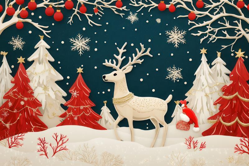 White Reindeer and Red Trees