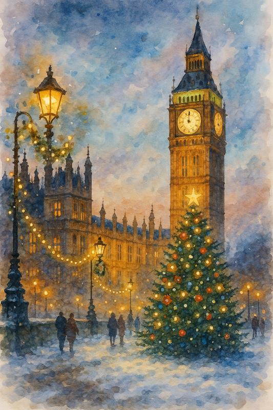 London Big Ben Festive Scene
