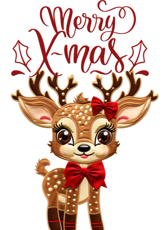 Reindeer with Red Bows Design