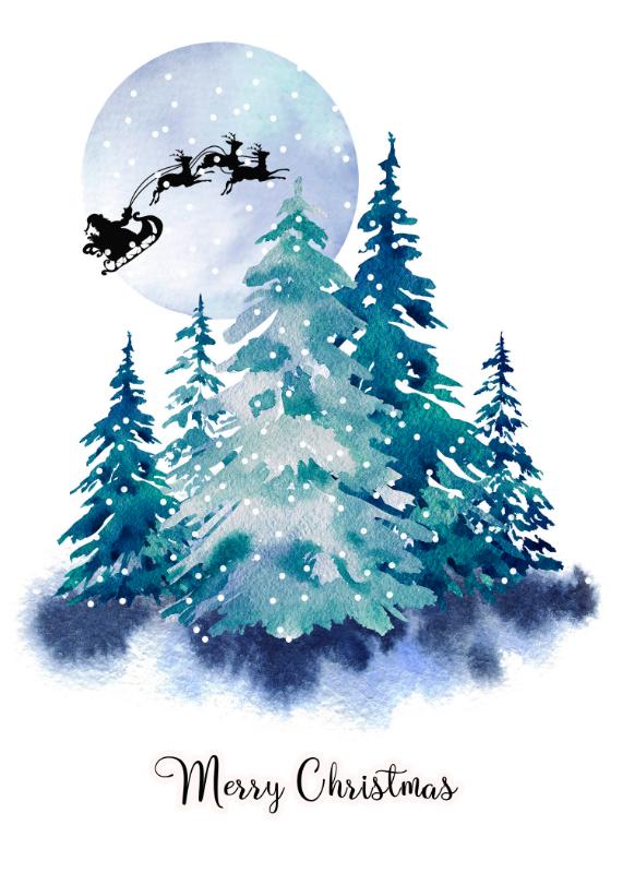 Santa Sleigh and Moon Scene