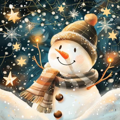 Snowman with Sparkling Stars