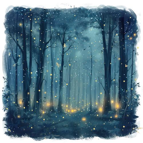 Enchanted Forest with Fireflies