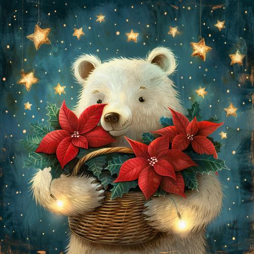 Polar Bear with Poinsettias