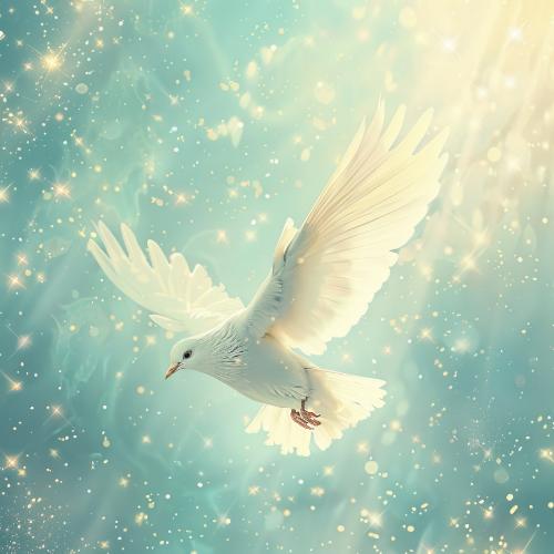 White Dove with Sparkling Light