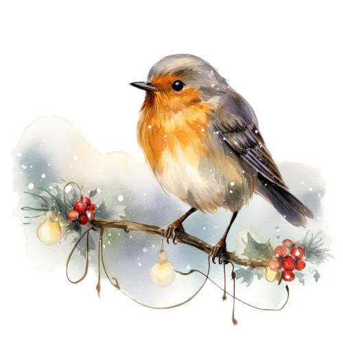 Robin on Festive Branch