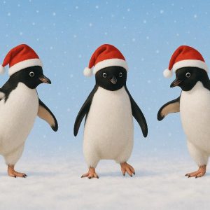 Dancing Penguins in Santa Hats