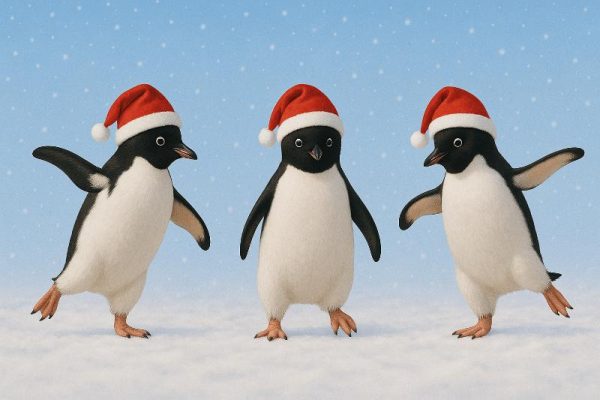 Dancing Penguins in Santa Hats