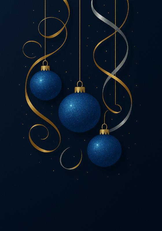 Blue Baubles and Gold Ribbon