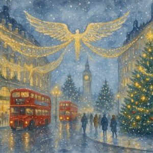 London Buses and Christmas Lights