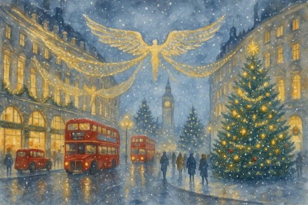 London Buses and Christmas Lights