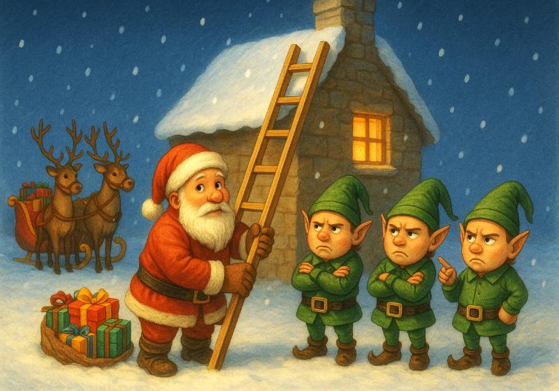 Santa with Cheeky Elves