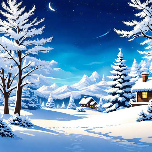 Snowy Landscape and Night Sky