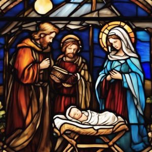 Stained Glass Nativity Scene