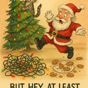 Funny Santa and Cat Design