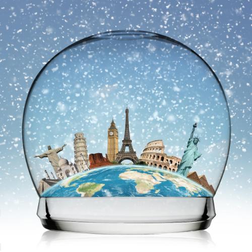 Landmarks in Snow Globe Scene