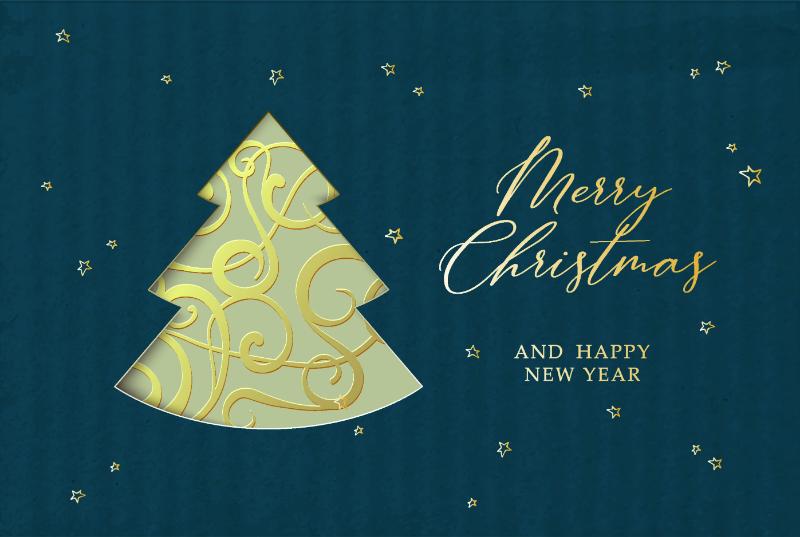 Golden Tree on Starry Teal Sky
