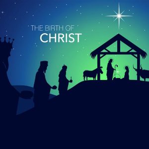 Silhouette Nativity Under Stars