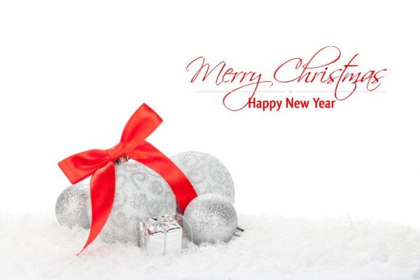 Silver Baubles with Red Bow