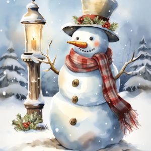 Snowman by Lamp