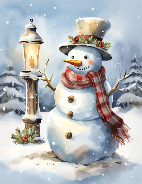 Snowman by Lamp