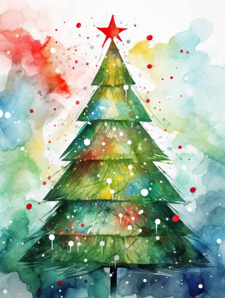 Green Watercolour Tree