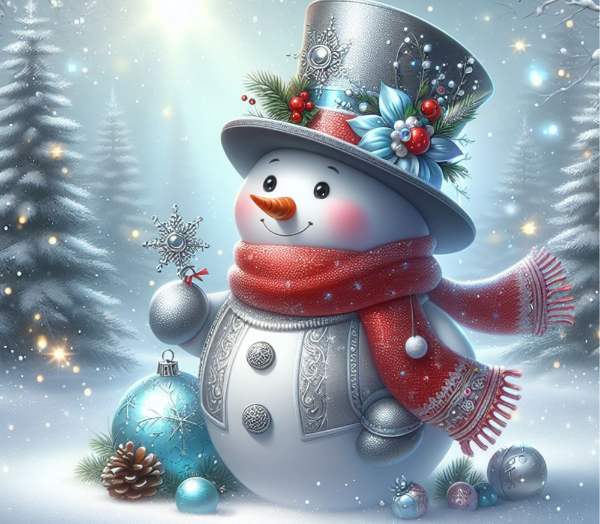 Blue Bauble Snowman